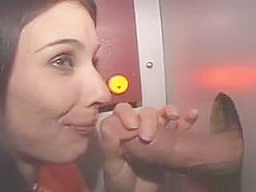 Pretty Brunette Amateur Girl Slurps Cock At Glory Hole