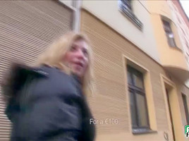 Pretty Maya Angel gets her pussy banged by a total strangers huge dick