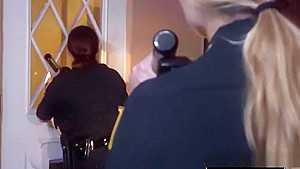 Property trespasser is subdued by horny milf cops into stuffing them