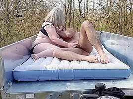 Public Mature Porn: Outdoor Anal Sex And Cum Swallowing For Grandma Cam1 1of2