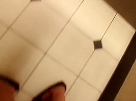 Public restroom dildo fuck