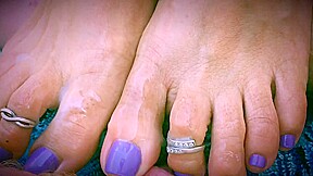 Purple Toes Milf Footjob