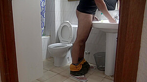 Real Caught Masturbating And Watching Me In The Toilet