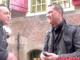Real amsterdam hooker fucks in stockings