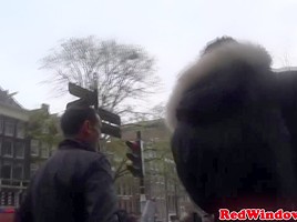 Real amsterdam hooker fucks in stockings