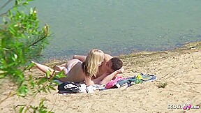 Real teen 18+ Couple On German Beach, Fuck With Stranger