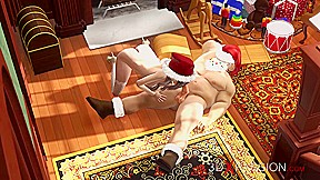Santa Claus plays with a super cute nerdy girl