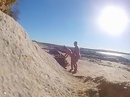 Secretly fucking my wife at the nude beach