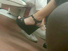 Sexy Brunette In Wedges High Heels