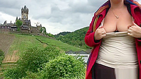 Sexy Fraulein Teasing Flashing and a Great Blowjob