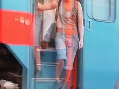 Sexy ass blonde in jean shorts in street candid video