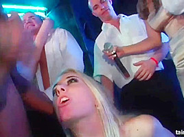 Sexy babes dances and fucks in public