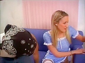 Sexy blonde Angel fucks two hard cocks at once and swallows their load