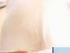 Sexy blonde shows upskirt pussy