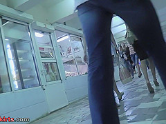 Sexy upskirt porn with amateur blonde in a public place
