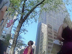 Sexy woman goes commando under skirt