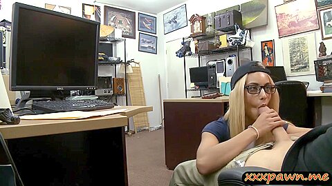 Skinny Babe Screwed By Pervert Pawn Dude In His Office