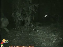 Skinny girl pissing in the woods caught on nightcam