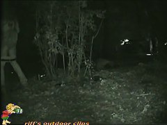 Skinny girl pissing in the woods caught on nightcam