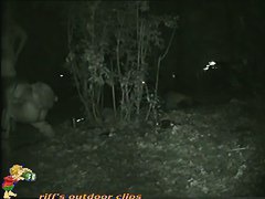 Skinny girl pissing in the woods caught on nightcam