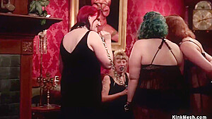 Slaves Sharing Dick In Orgy Bdsm Party