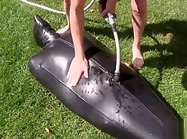 Sleepsack, rubber bondage, breathplay