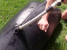 Sleepsack, rubber bondage, breathplay