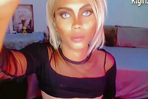 Slim Blonde Transgirl Strokes Her Small Dick