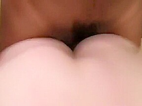 Slim blonde cutie has a black guy pounding her hairy pussy on the bed