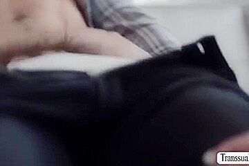Slut Ts Lets Guy Mistress Bang Her Ass - On The Couch And Ariel Demure