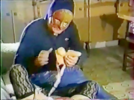 Slut italian masked grandma having fun