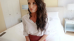 Slutty MILF stepmom sucked a stepsons big cock to shut up
