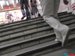Small, perfectly shaped ass in the real upskirt video