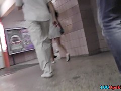 Small, perfectly shaped ass in the real upskirt video