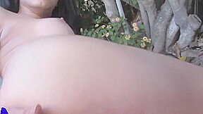 Solo trans wanks n spreads gaped ass at pool