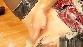 Sperm Loving Lesbians Eat Bukkake Pussy