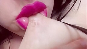 Spitting on my massive nipples and then sucking them (closeup)