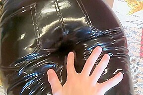 Squeezing vinyl pants