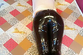 Squeezing vinyl pants