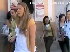 Stunning blonde model poses for the curious residents