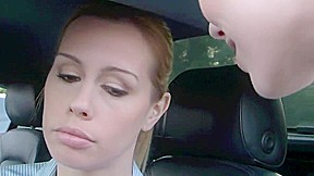 Stunning young blondes fuck in a sports car outdoors