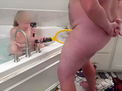 Submissive Hubby Gives Femdom Wife Foot Worship & Bath & Sucks Toes