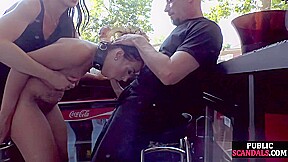 Submissive slut outdoor public fucked and facialized