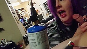 TWO EMO GIRLS SUCKING ON TWO COCKS AND SHARE THEM
