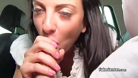 Tanned Brunette Fuck In Car