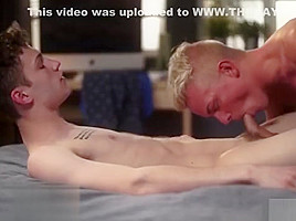 Tattoo twinks bareback with ass creampie