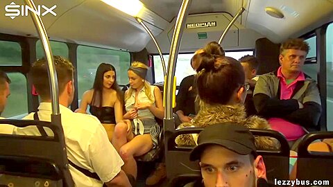 Tattooed Lesbians Fingering Fun On The Bus