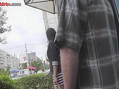 Tempting girl takes in the upskirt porn