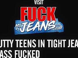 Thick European Blonde Slut in Jeans Ass Fucking