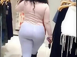 Thick Light Skin Showing All That Ass In The Mall